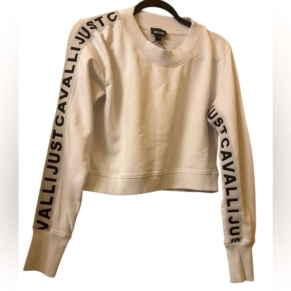 Just Cavalli White Cropped Sweatshirt size M